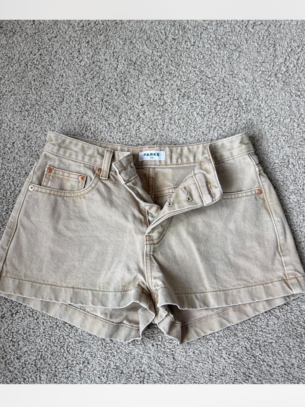 Parke Camel Mini Denim Shorts